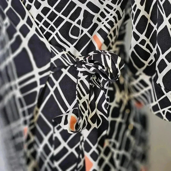 DIANE VON FURSTENBURG DVF 100% Silk Wrap Dress New Julian  Black Orange Sz‎ 0 - Picture 13 of 16